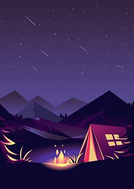 Campfire in the mountains