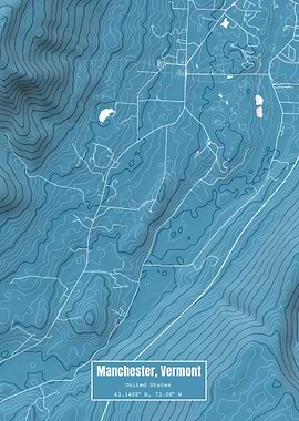 Manchester VT Map Blue