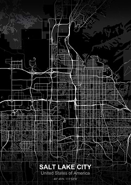 salt lake city map black