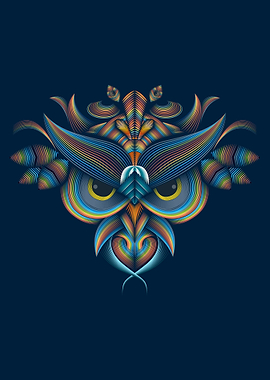 Colorful Owl Line Art