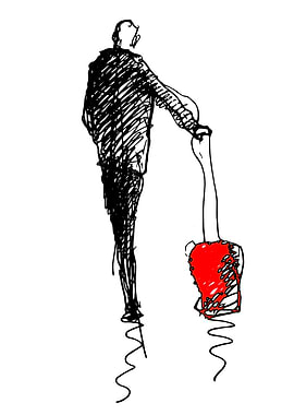 Man with a red suit case