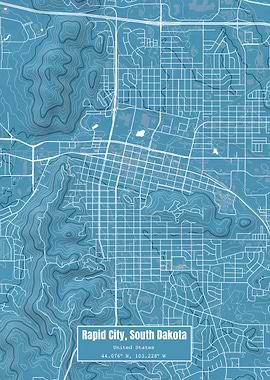 Rapid City SD Map Blue