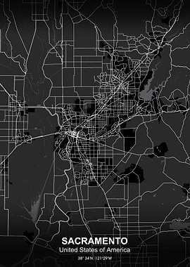sacramento city map black