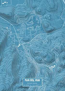 Park City Utah Map Blue