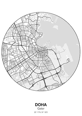 doha qatar circle map