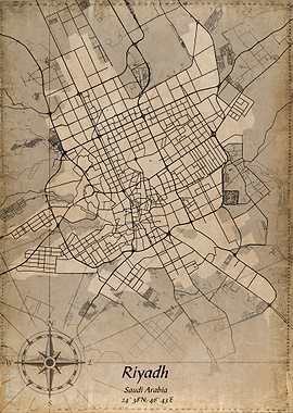 riyadh vintage map