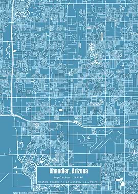 Chandler Arizona Map Blue