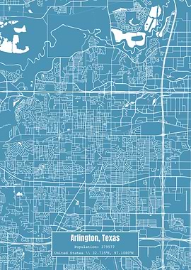 Arlington Texas Map Blue