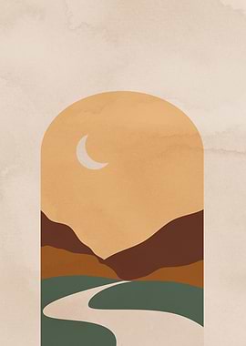 On the Road Moon Print