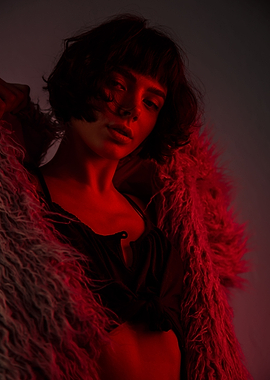 girl portrait red lights