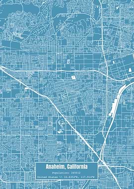 Anaheim CA Topo Map Blue