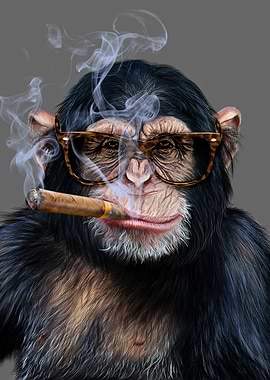 Hipster Chimpanzee Cigar