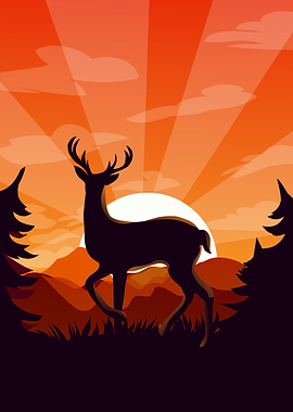 Deer and Sunset