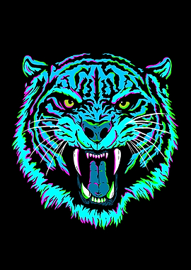 Neon Tiger Face