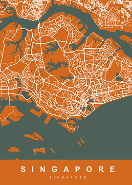 Map Singapore Orange