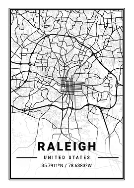 Raleigh Light City Map
