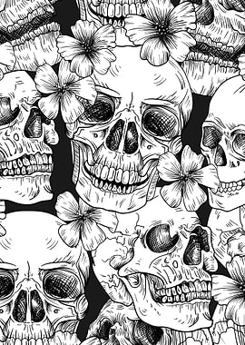 Black White Sugar Skull