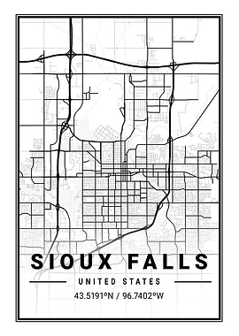 Sioux Falls Light City Map