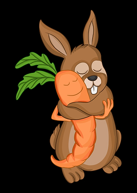Bunny Carrot Hug Love