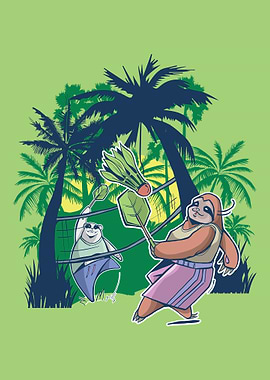 sloth a panda badminton