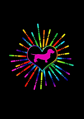 Rainbow coloured dachshund