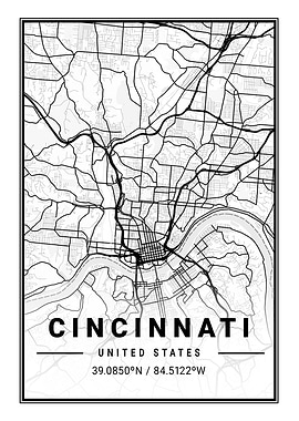 Cincinnati Light City Map
