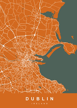 Map Dublin Ireland Orange