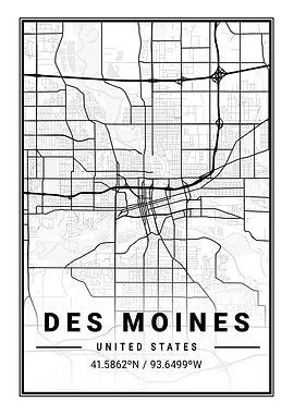 Des Moines Light City Map