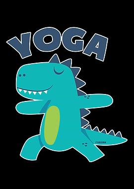 Yoga dinosaur TRex medita