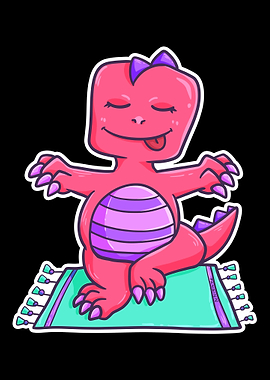 Yoga dinosaur TRex medita