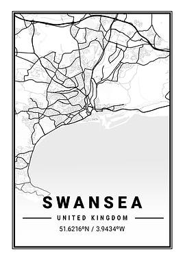 Swansea Light City Map