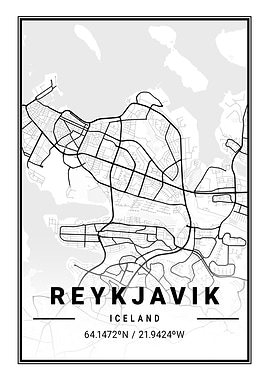 Reykjavik Light City Map