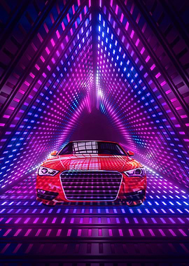 Red car disco lights