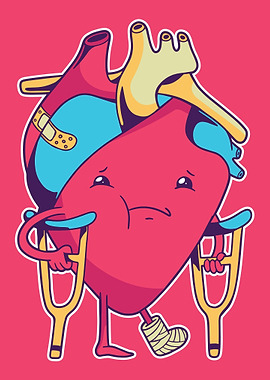 broken heart with crutch