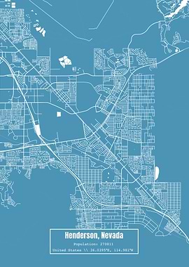 Henderson Nevada Map Blue