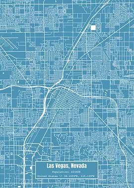 Las Vegas NV Topo Map Blue