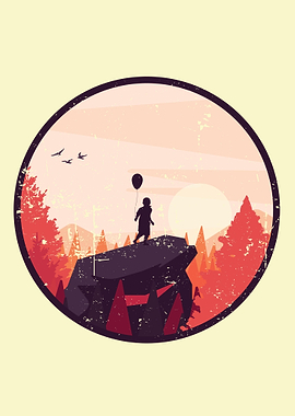 boy balloon on mountain