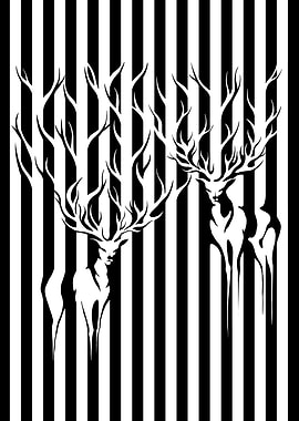 Forest Deers in Stripes