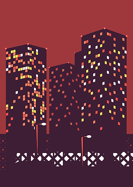 Climbing city at sunset