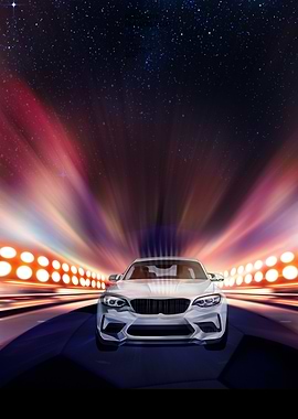 Speed Car under starry sky