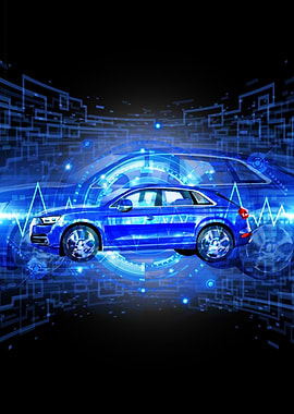 Blue Car Illustration