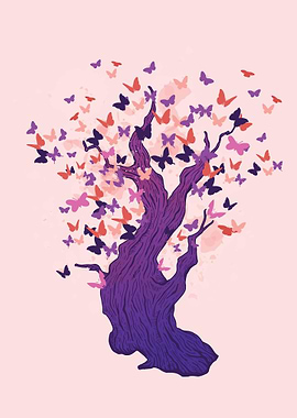tree with butterflies