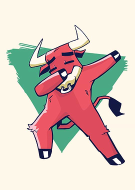 Dabbing Bull Illustration