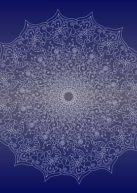 Blue and white mandala