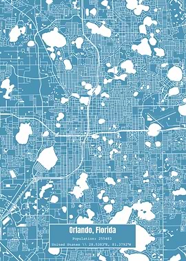 Orlando Florida Map Blue