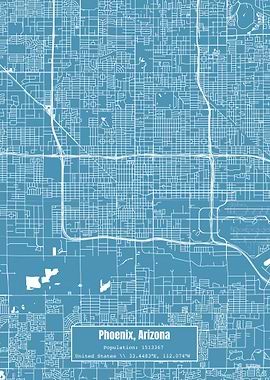 Phoenix Arizona Map Blue