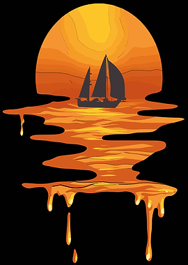 Sunset and motorboat