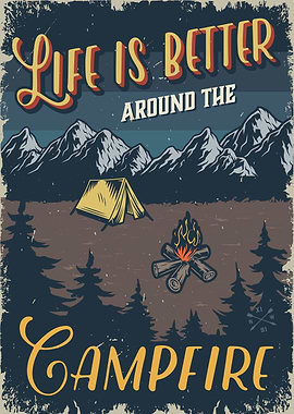 Campfire Vintage Poster