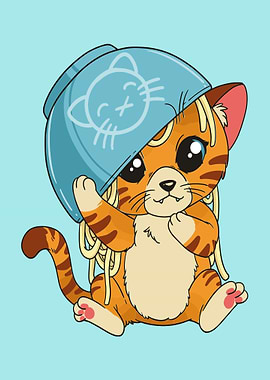 Noodle Bowl And Cat