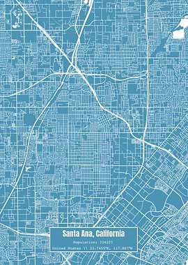 Santa Ana CA Topo Map Blue